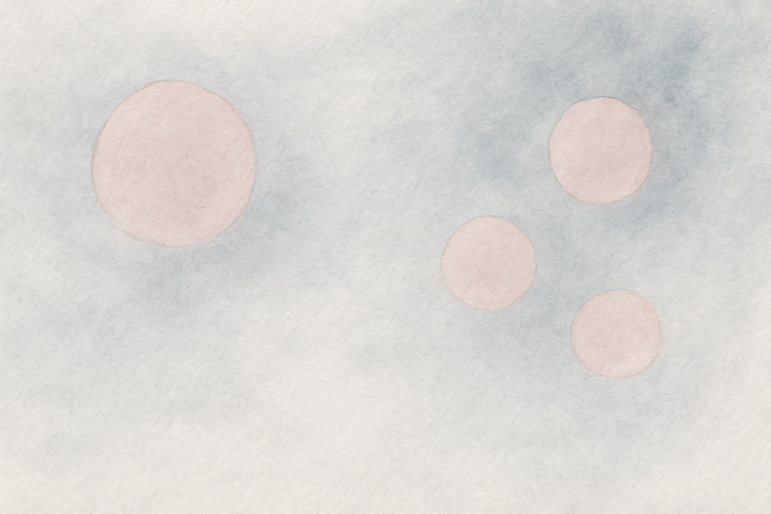 Abstract watercolor: round pink cell shapes with smooth, pla