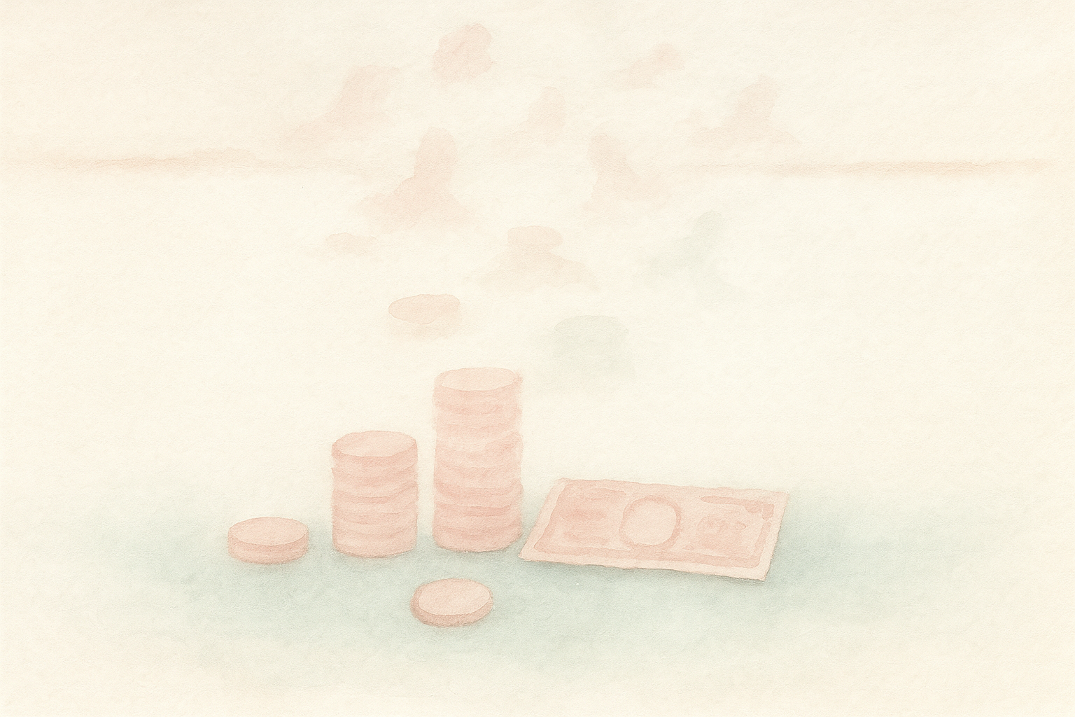 Watercolor: a soft horizontal line (the ceiling/upper limit)